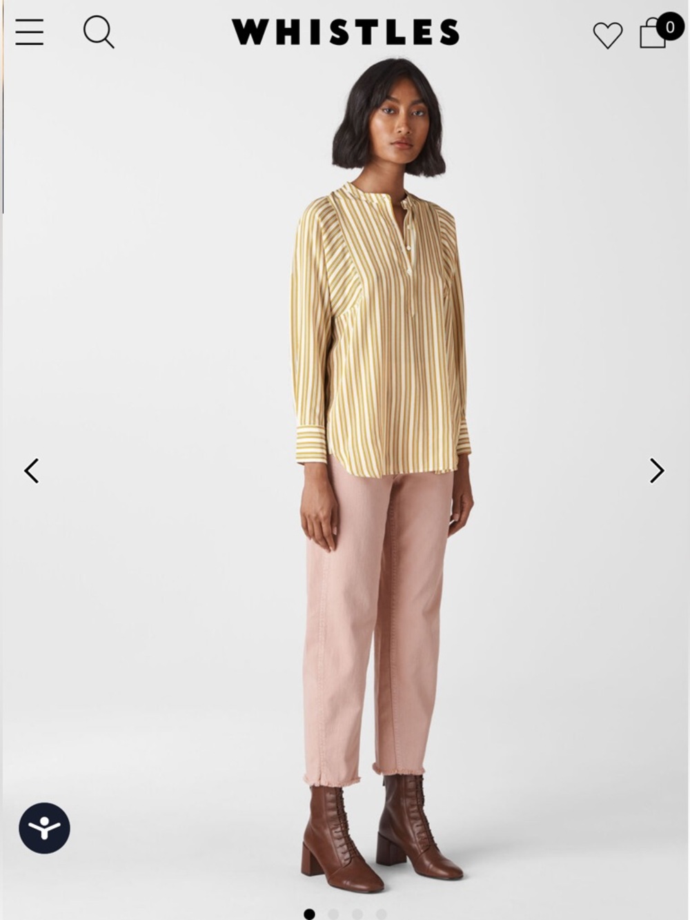 Whistles Silk, Oversized Striped Button-Front Tunic in Golden Yellow and Cream